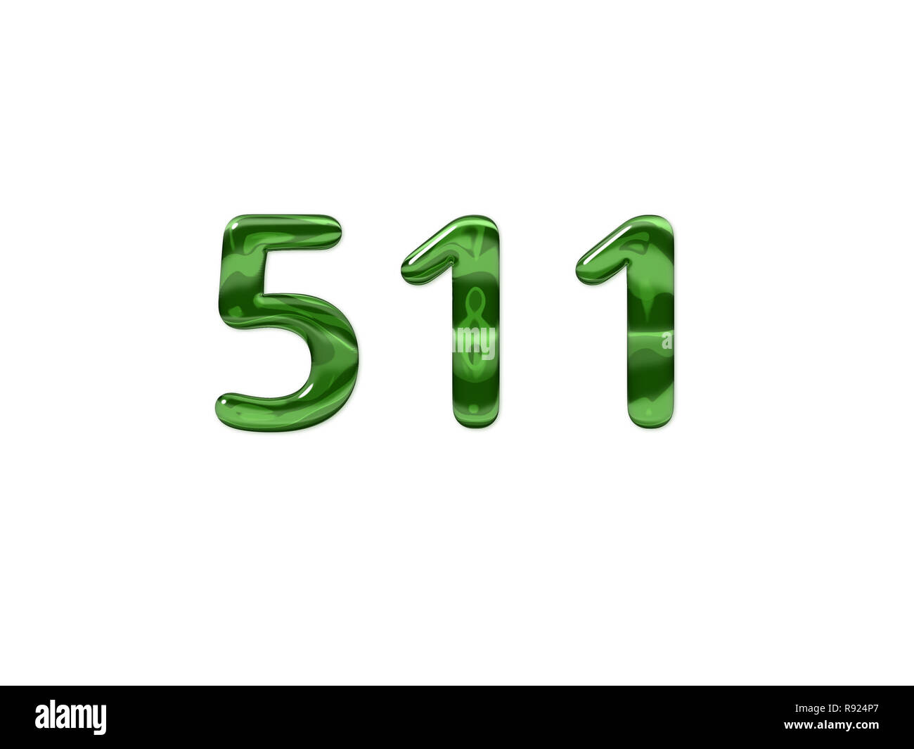 Green Number 511 isolated white background Stock Photo