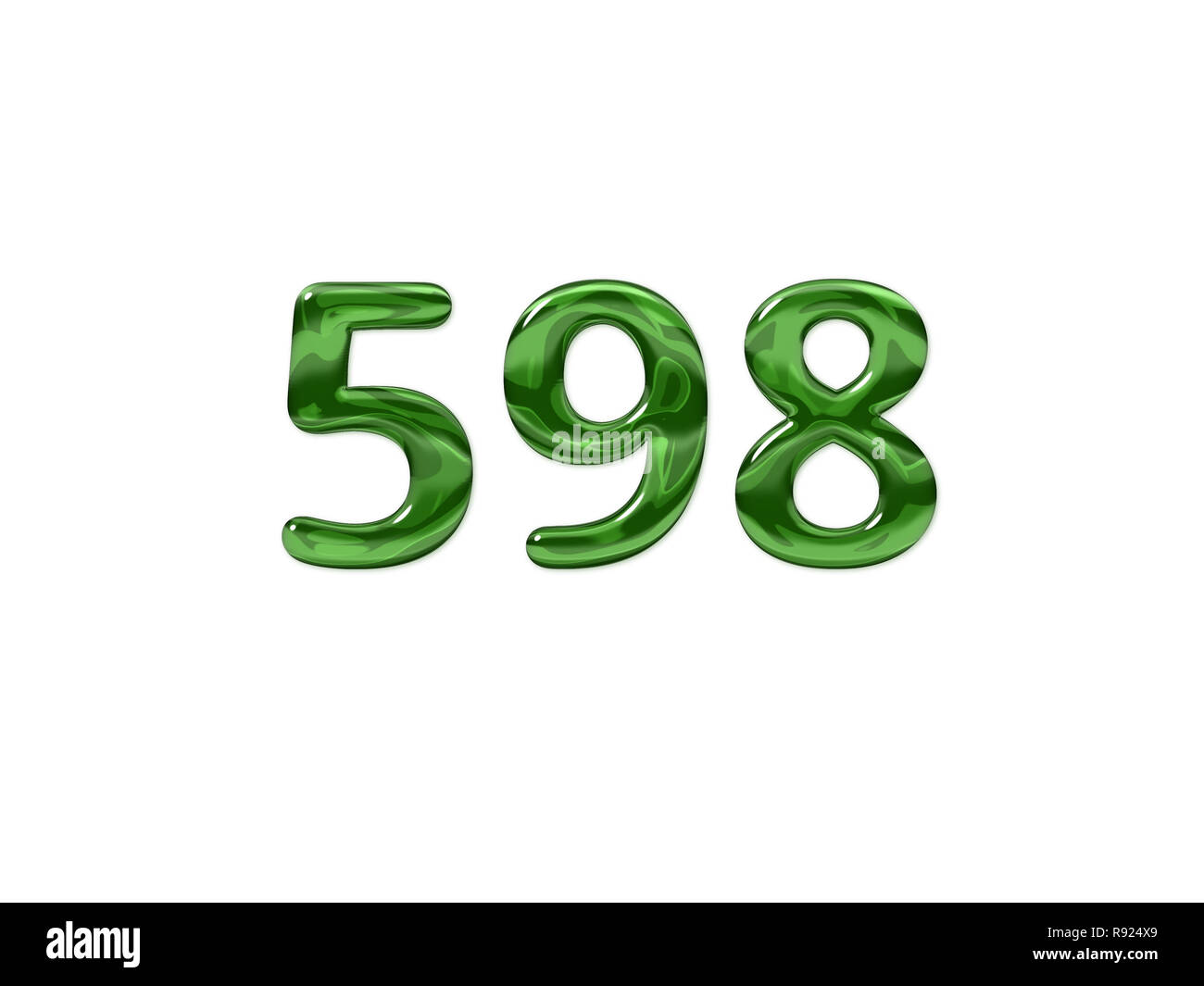 Green Number 598 isolated white background Stock Photo - Alamy