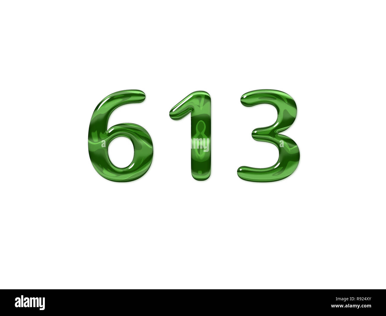 Green Number 613 isolated white background Stock Photo