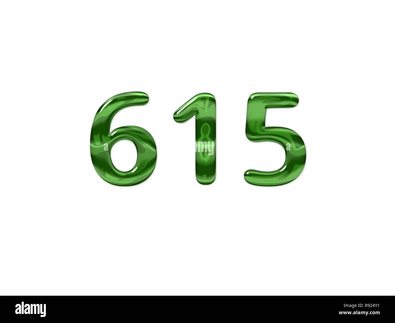 Green Number 615 isolated white background Stock Photo - Alamy