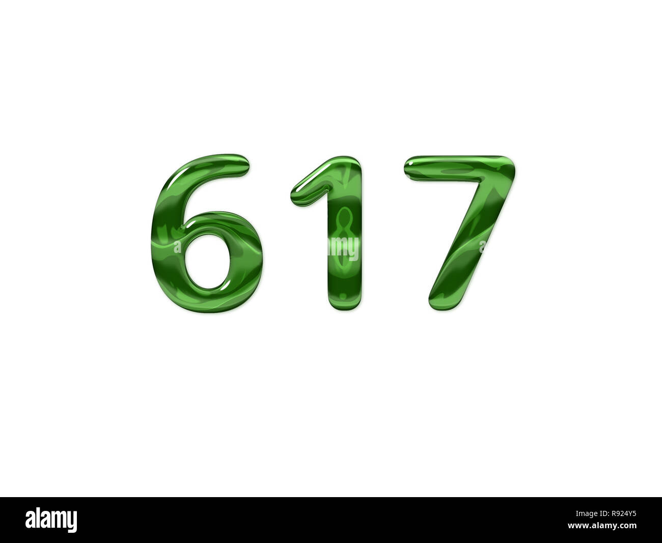 Green Number 617 isolated white background Stock Photo - Alamy