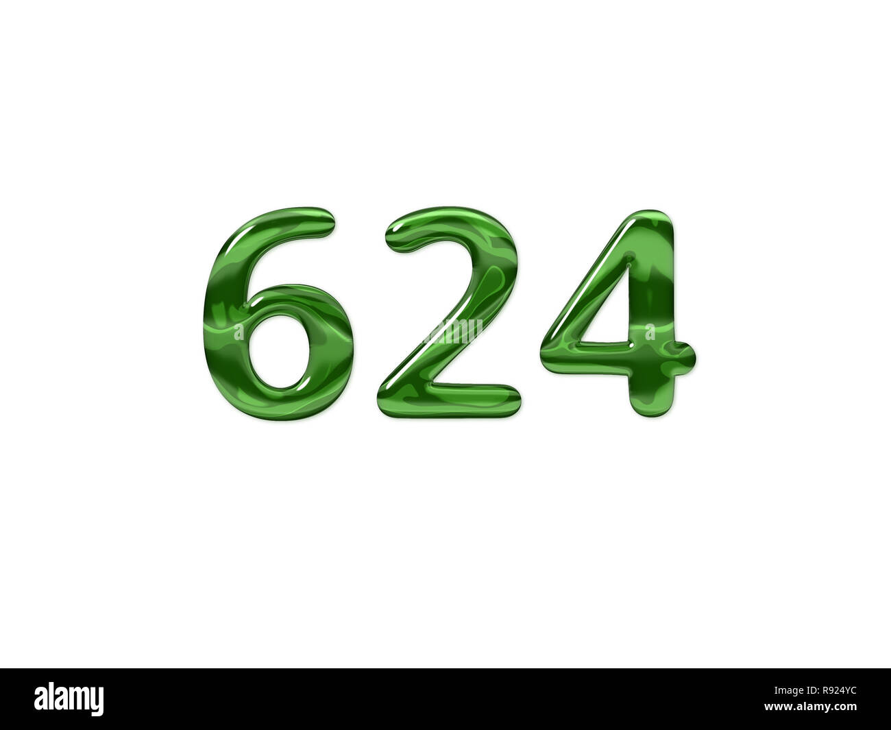 Green Number 624 isolated white background Stock Photo - Alamy
