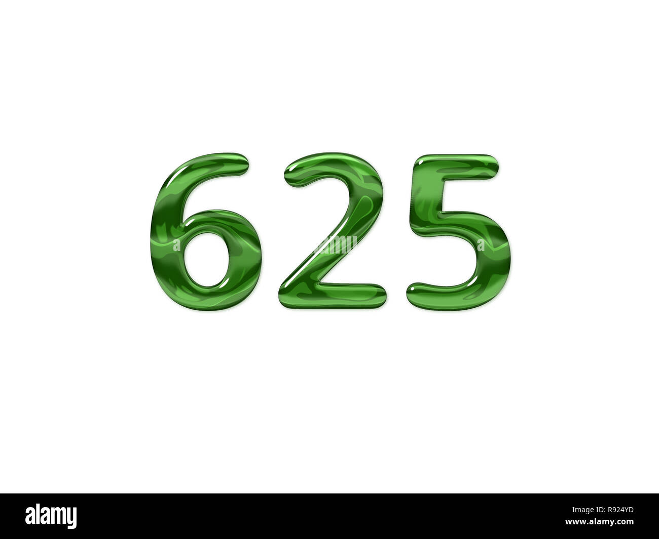Green Number 625 isolated white background Stock Photo - Alamy