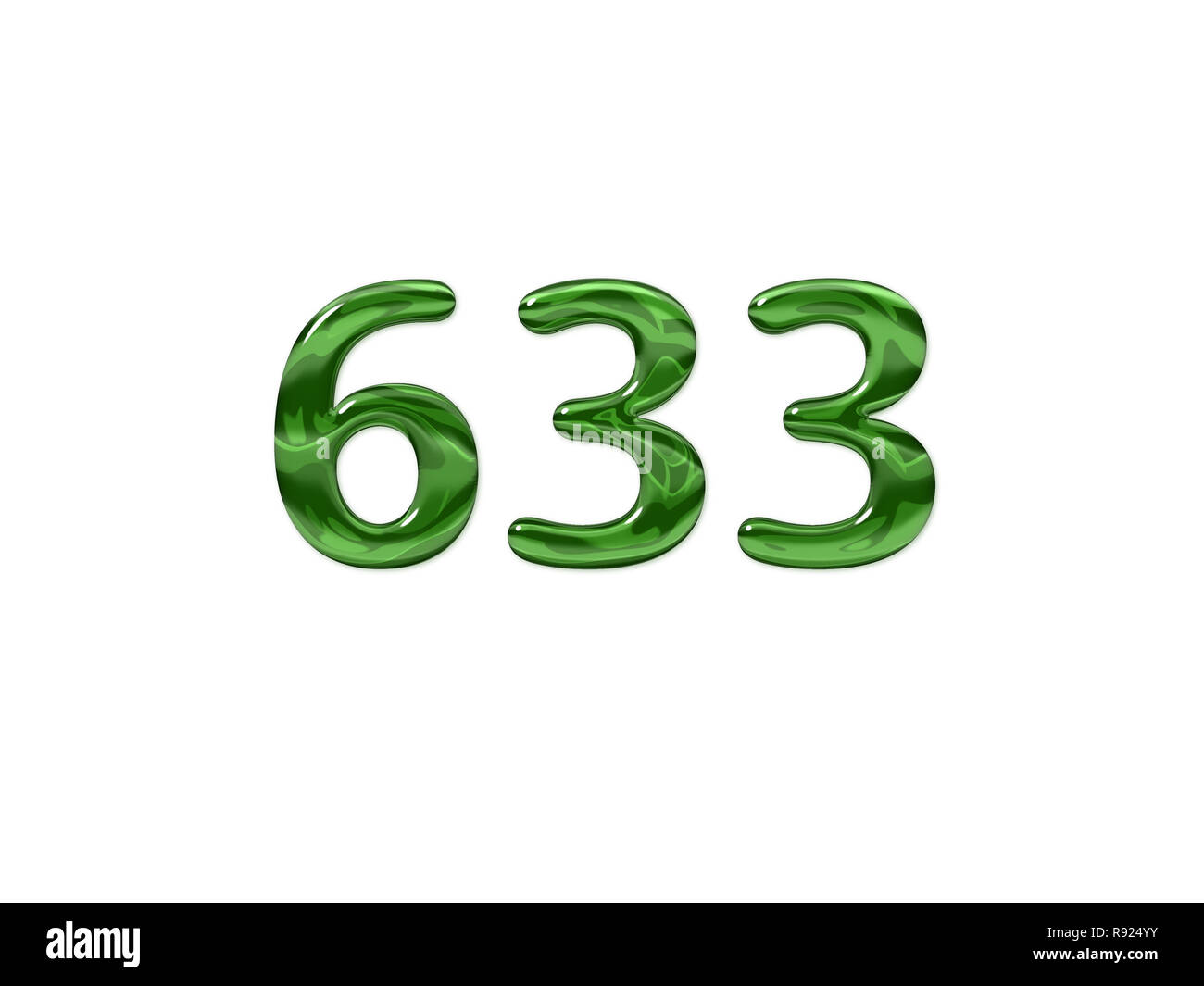 Green Number 633 isolated white background Stock Photo - Alamy