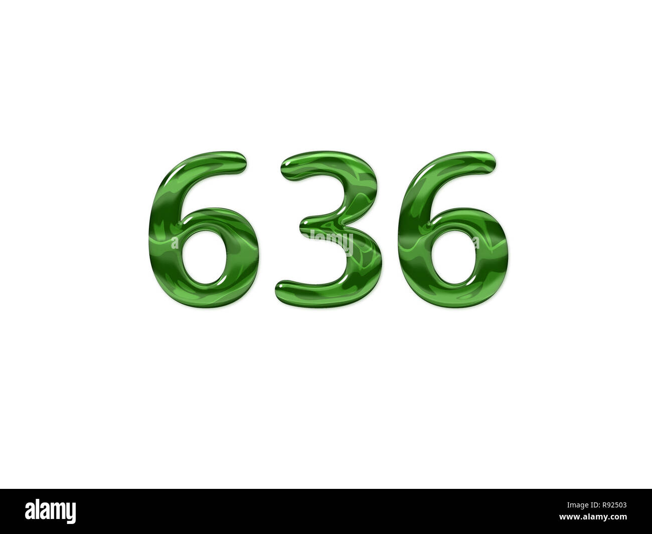Green Number 636 isolated white background Stock Photo