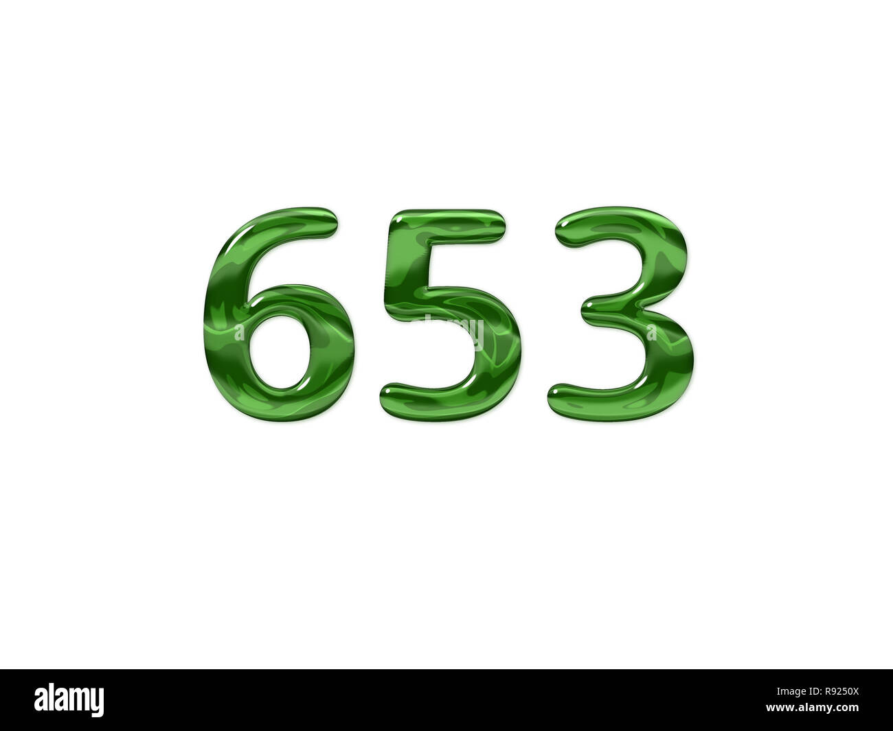 Green Number 653 isolated white background Stock Photo - Alamy