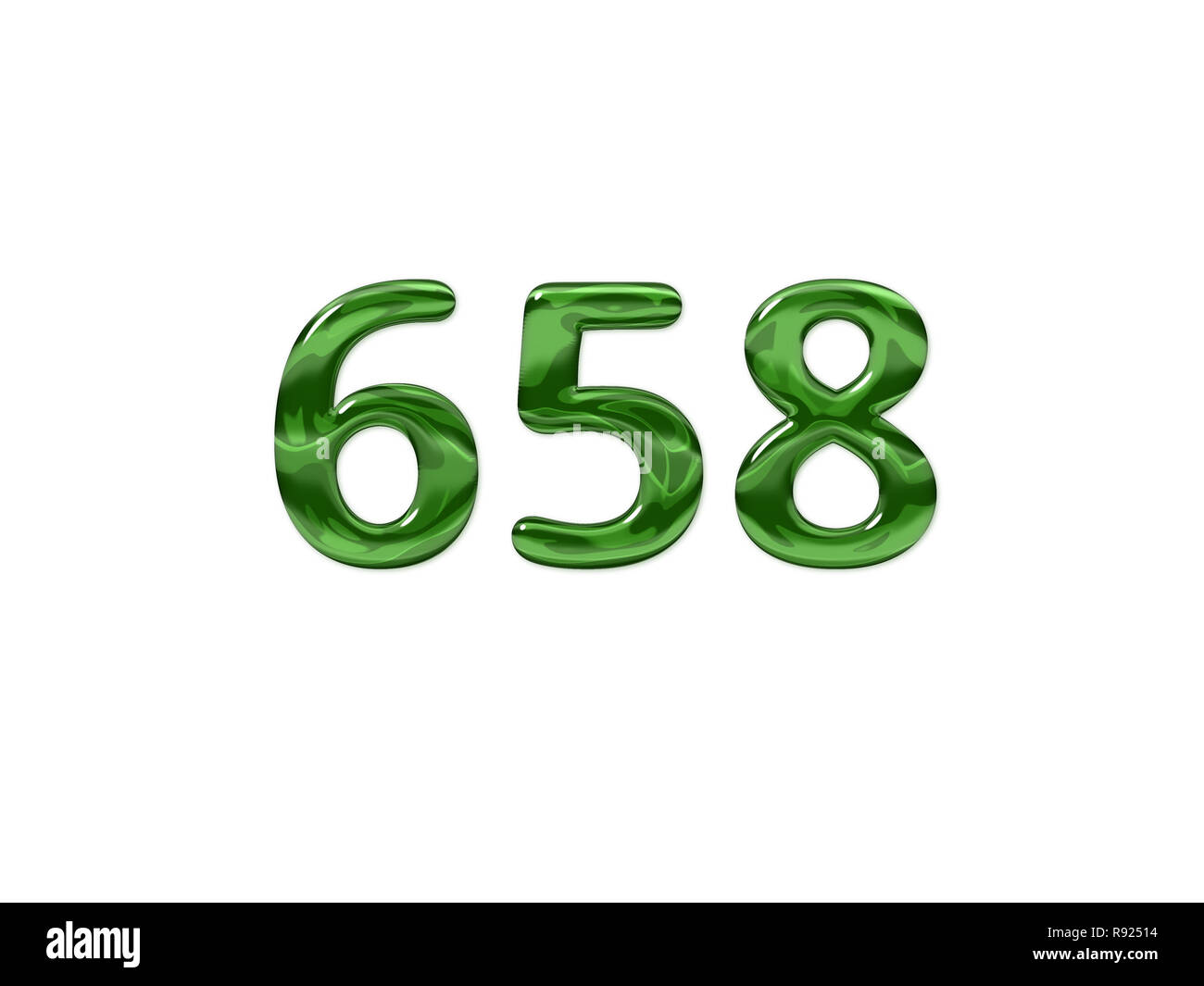 Green Number 658 isolated white background Stock Photo - Alamy