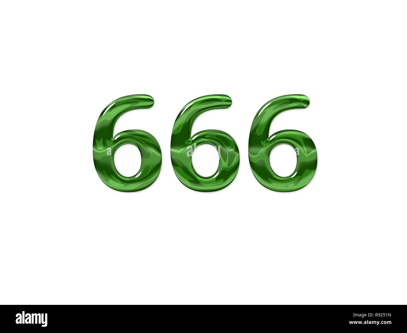 Green Number 666 isolated white background Stock Photo