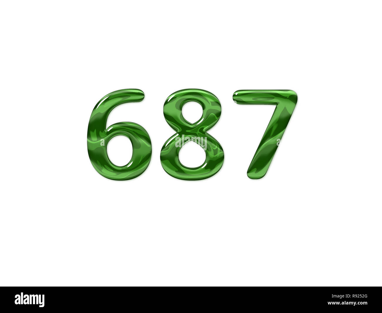 Green Number 687 isolated white background Stock Photo - Alamy