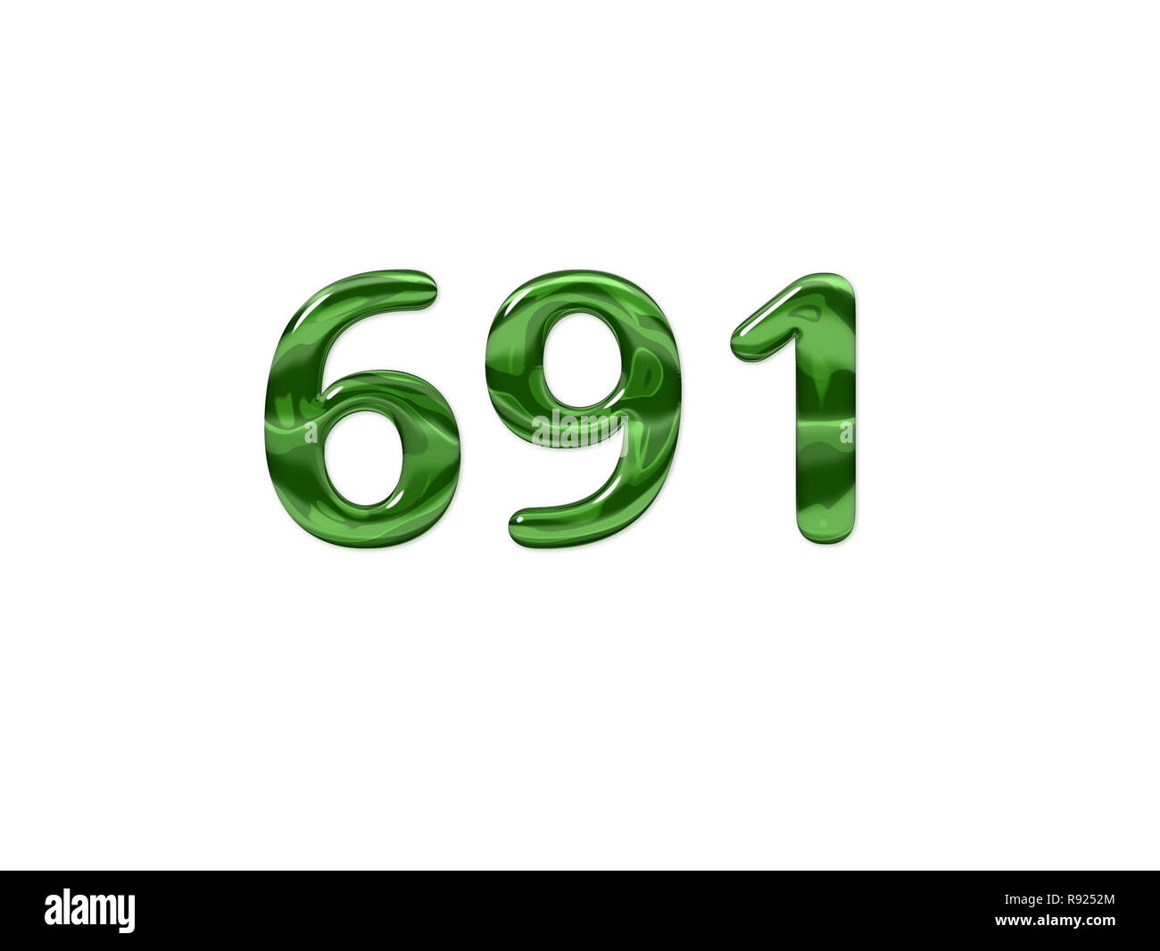Green Number 691 isolated white background Stock Photo - Alamy