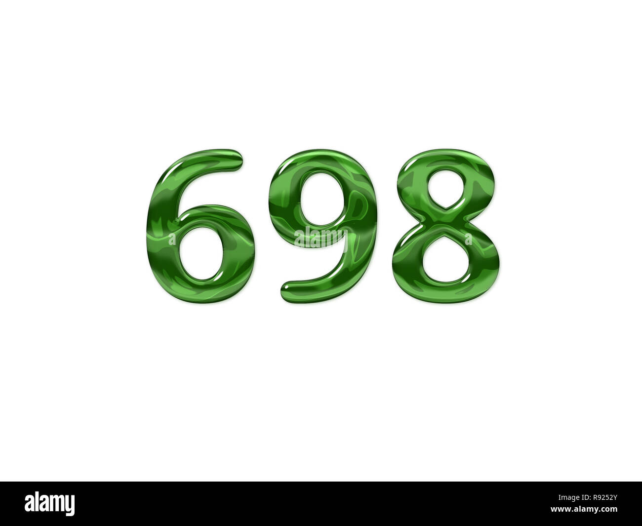 Green Number 698 isolated white background Stock Photo - Alamy
