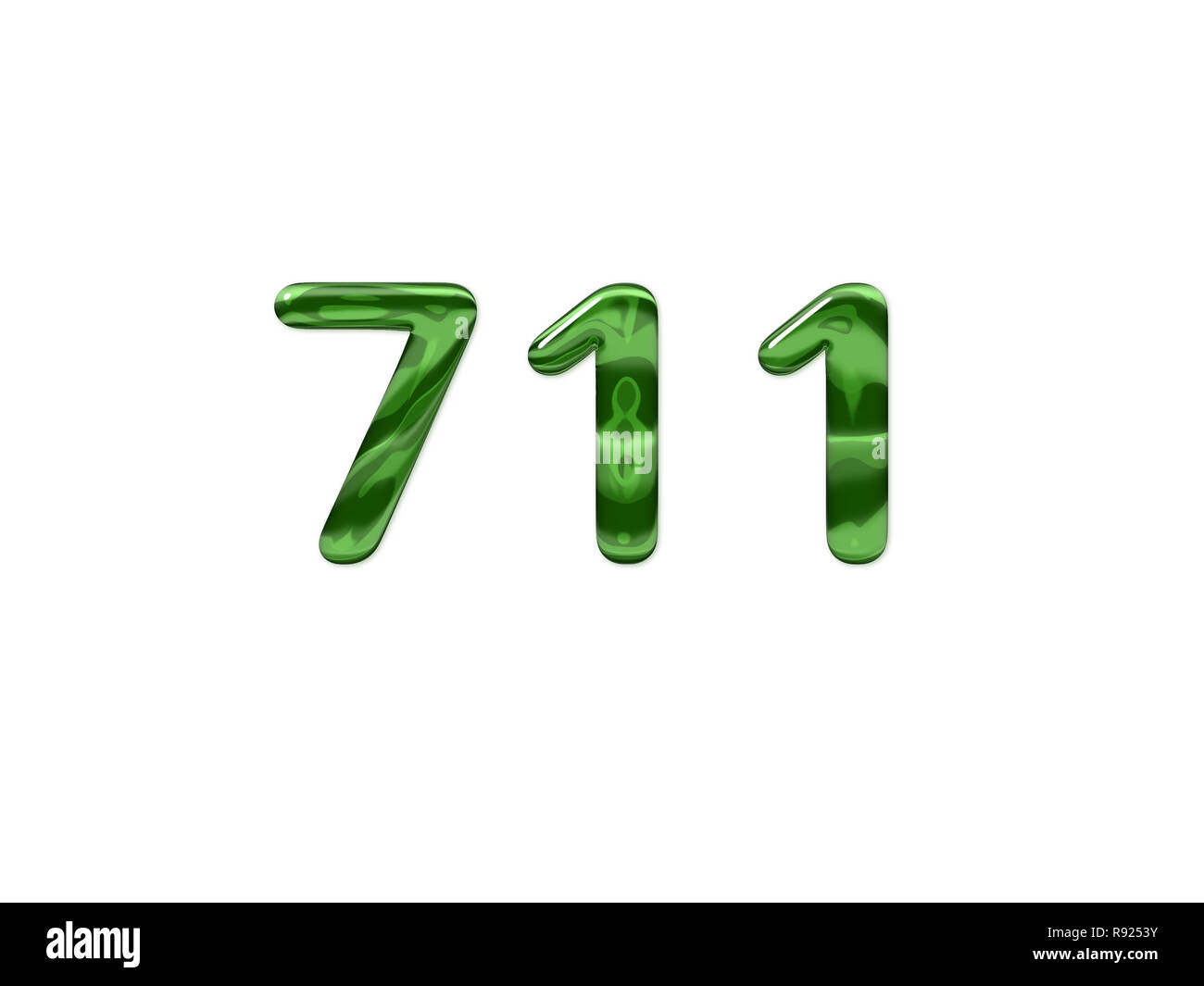 Green Number 711 isolated white background Stock Photo