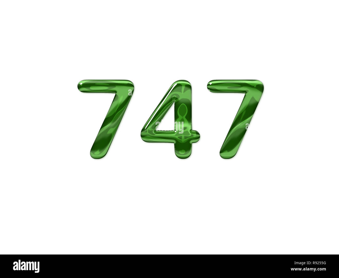Green Number 747 isolated white background Stock Photo - Alamy
