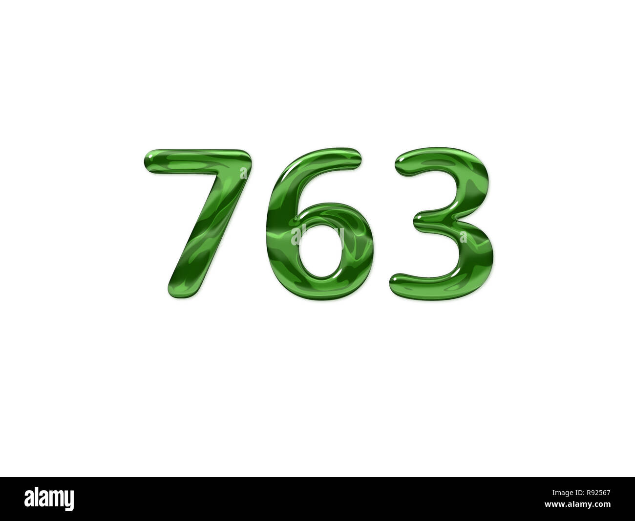 Green Number 763 isolated white background Stock Photo - Alamy