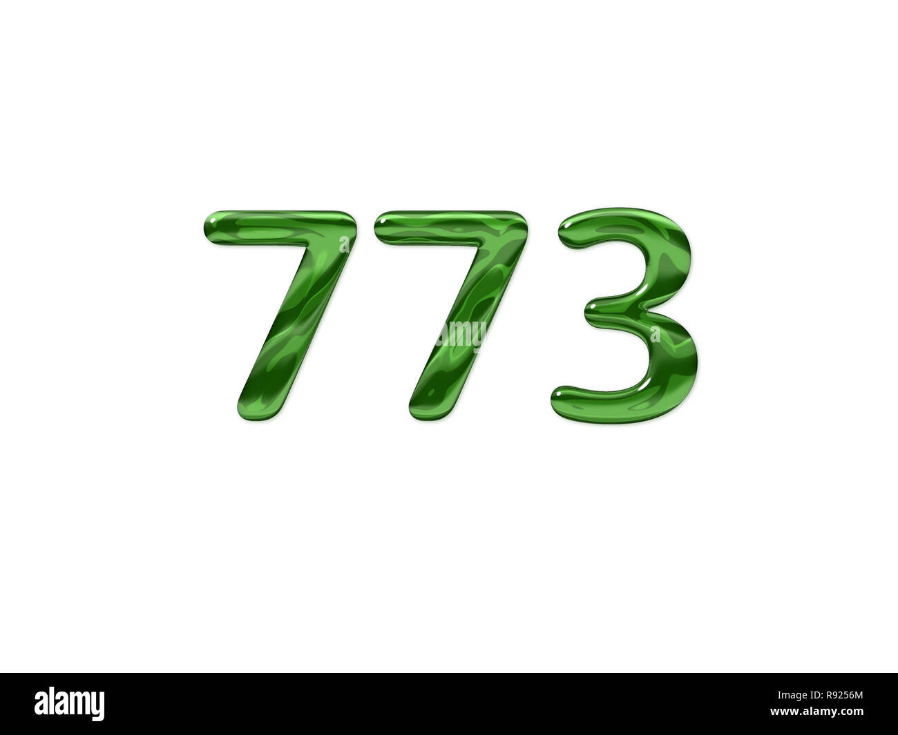 Green Number 773 isolated white background Stock Photo