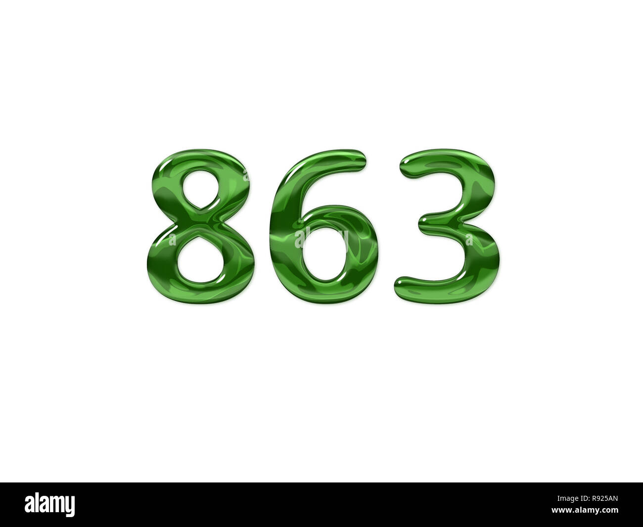 Green Number 863 isolated white background Stock Photo - Alamy