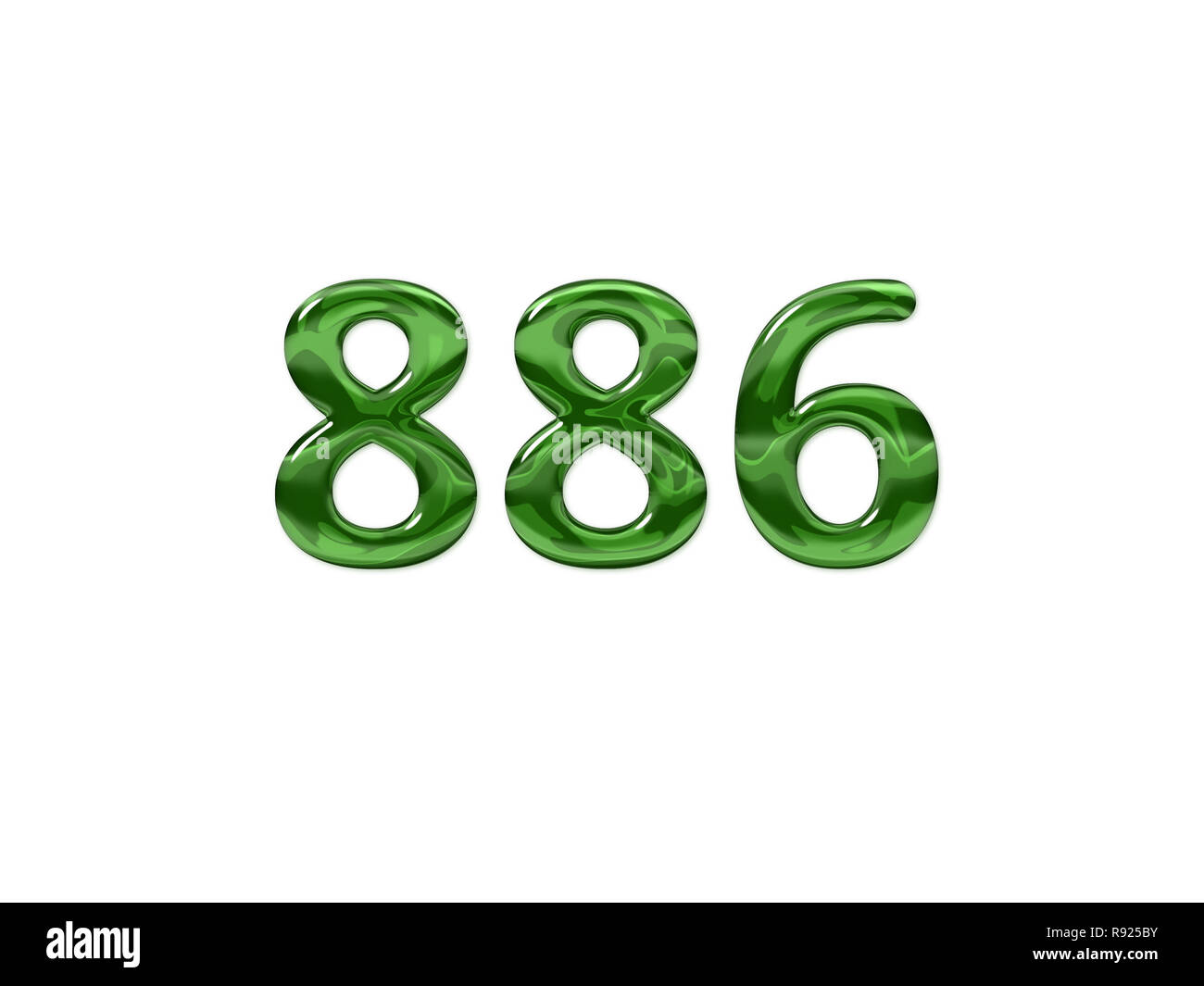 Green Number 886 isolated white background Stock Photo - Alamy