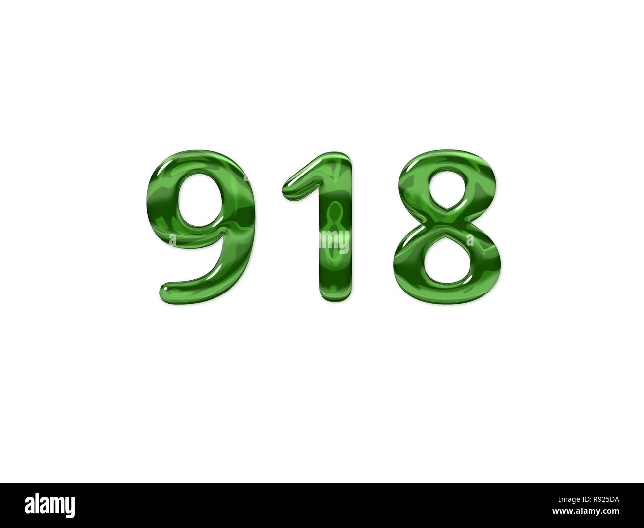Green Number 918 isolated white background Stock Photo Alamy