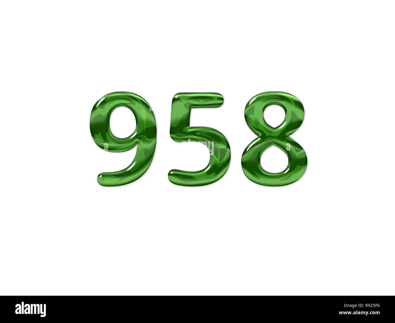 Green Number 958 isolated white background Stock Photo - Alamy