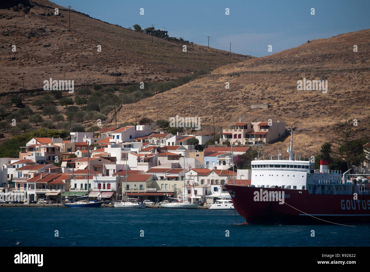 car ferry korissia harbour kea cyclades greece Stock Photo