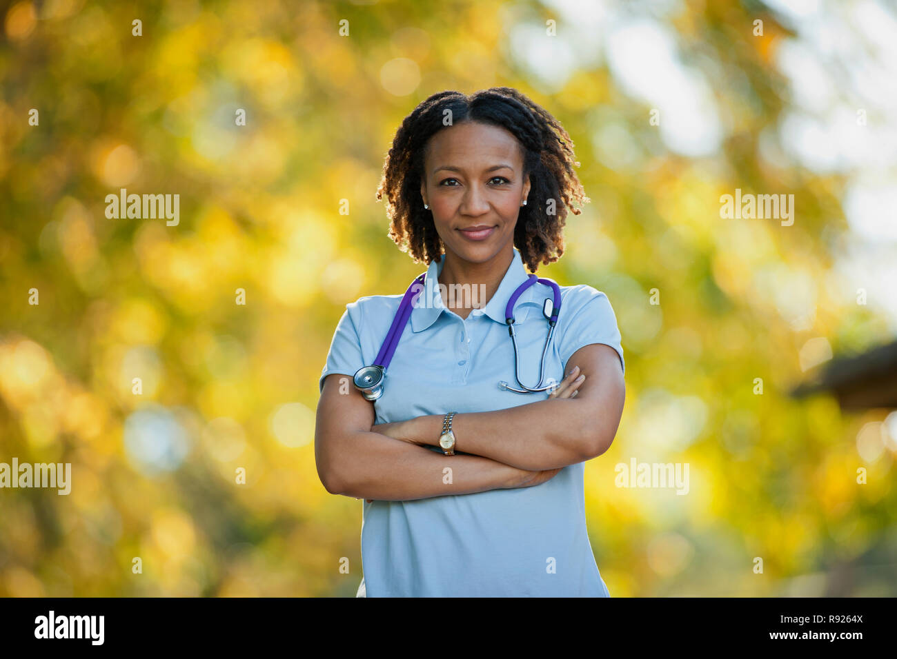 Portrait of a confident female nurse with her arms crossed. Stock Photo