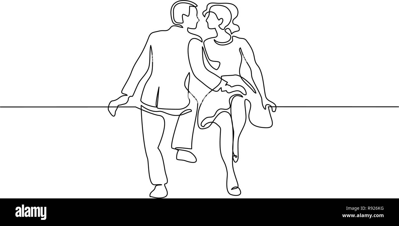 Continuous Line Drawing. Romantic Couple in Love. Man and Woman