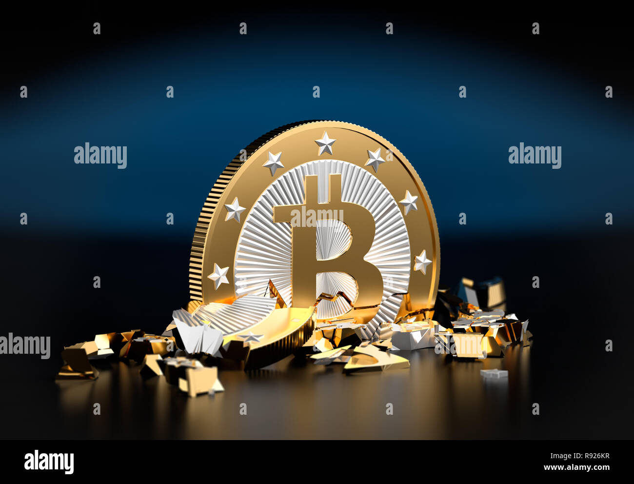 Bitcoin shattered Stock Photo