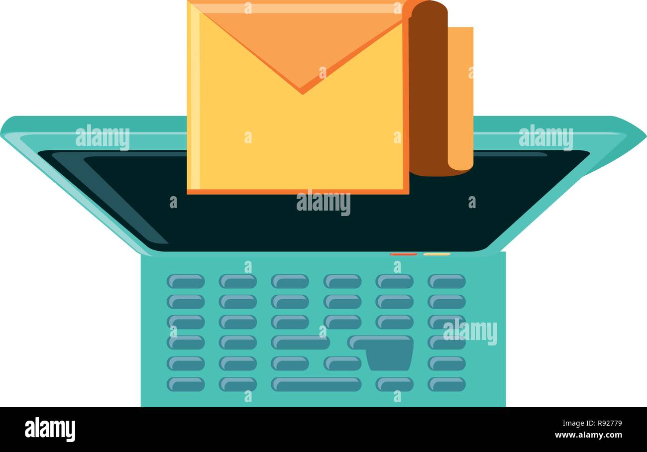 view aerial of laptop computer isolated icon vector illustration design ...