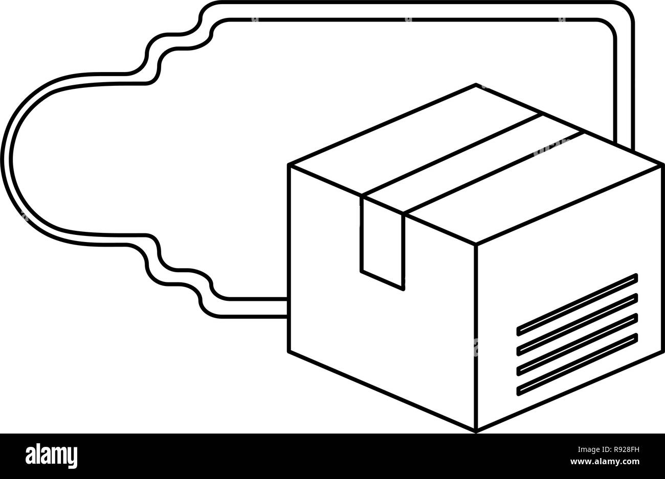 online shopping tag and cardboard box vector illustration Stock Vector ...