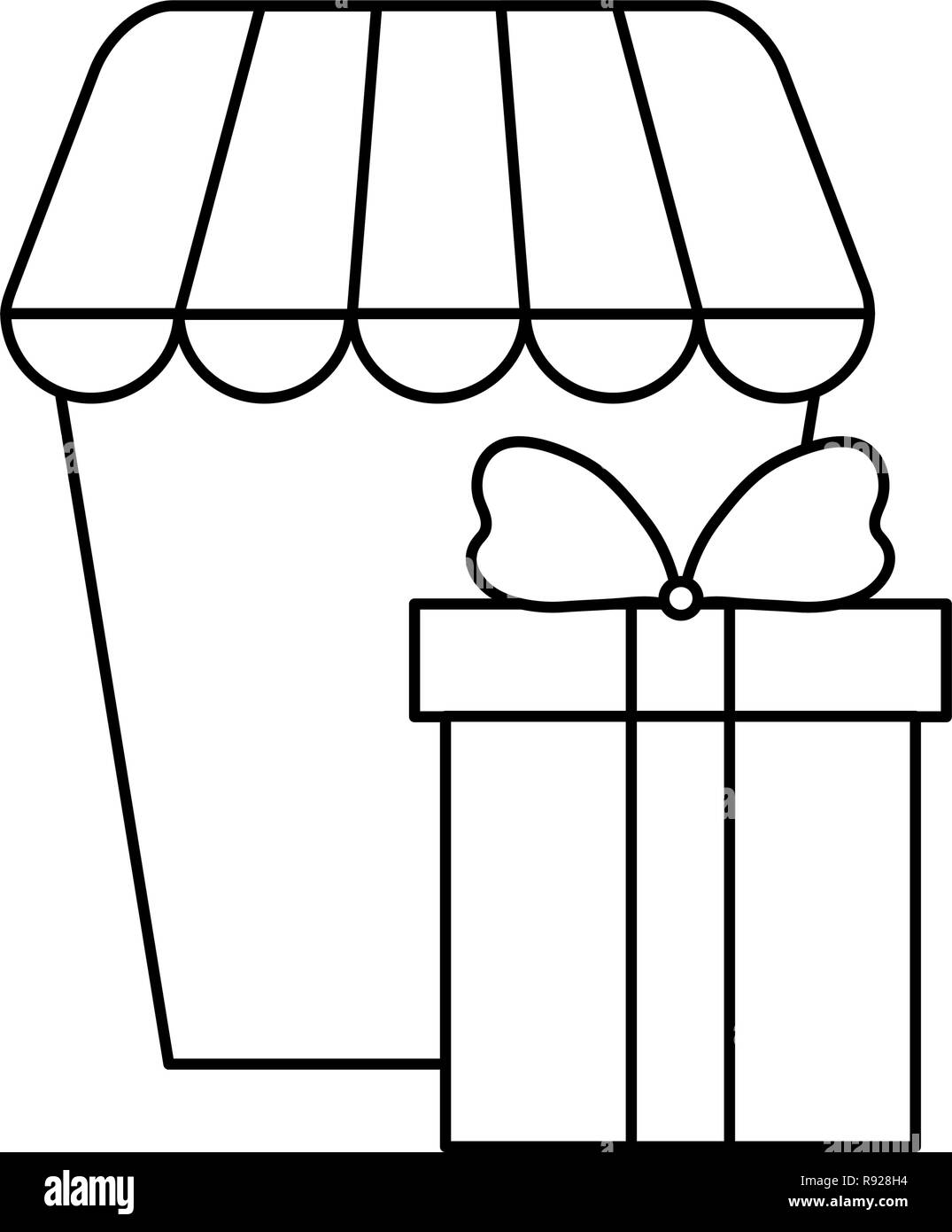 online shopping gift box market vector illustration outline Stock ...