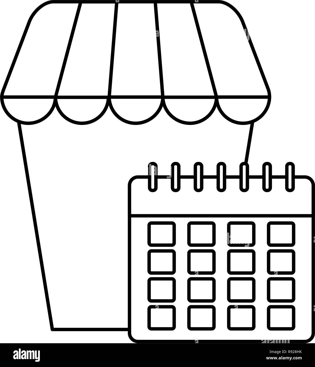 online shopping store calendar offer vector illustration outline Stock