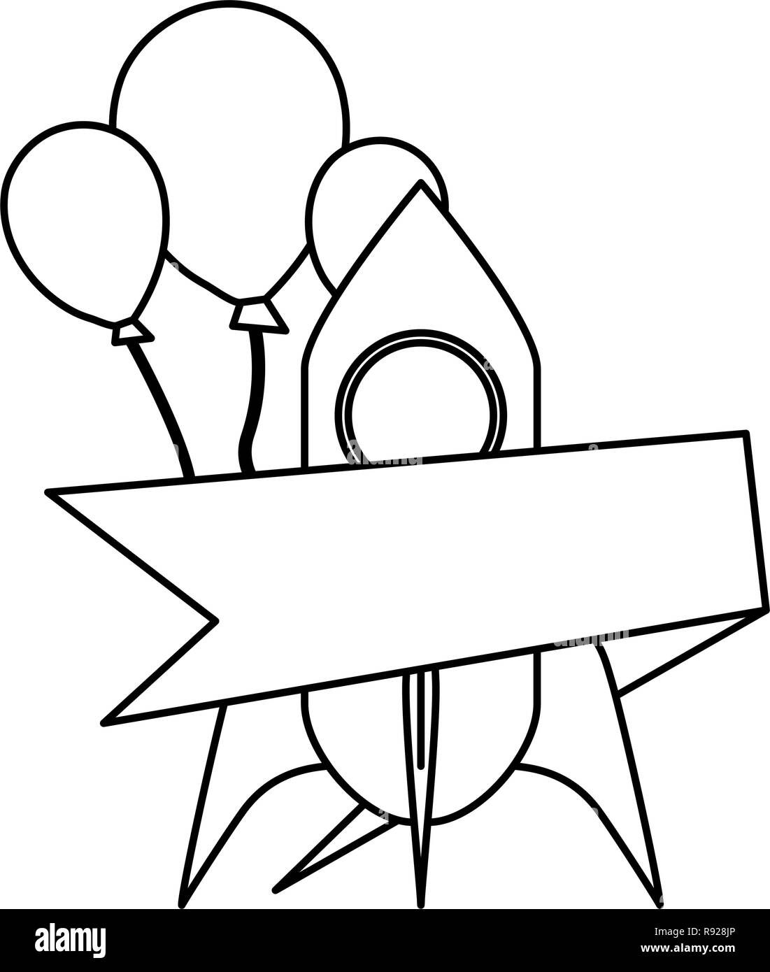 online shopping rocket balloons ribbon vector illustration outline ...