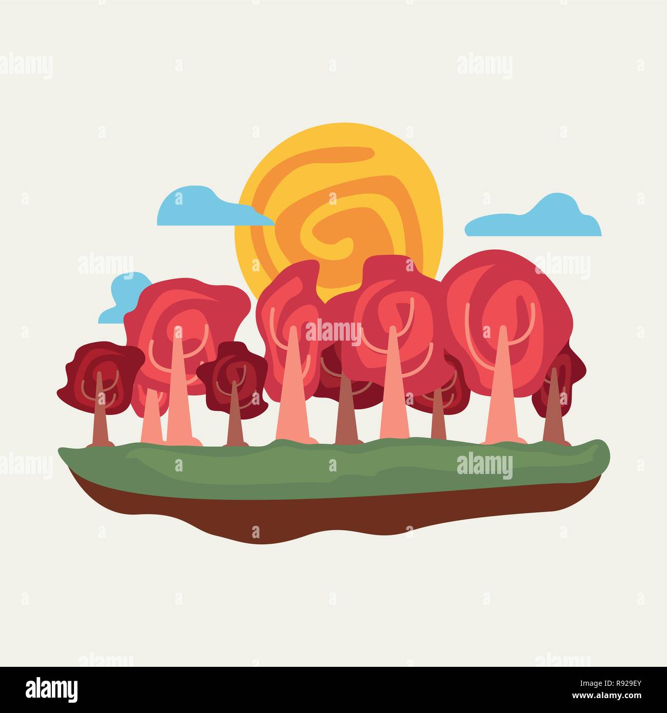 natural trees sky nature landscape vector illustration Stock Vector ...