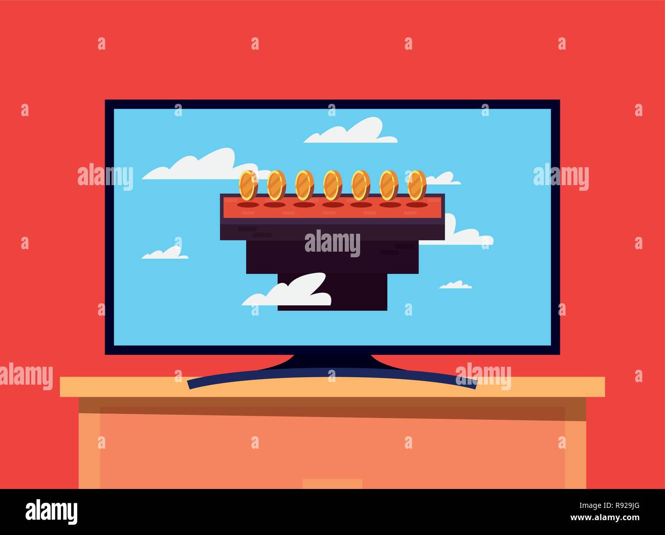 television screen world level coins video game vector illustration ...