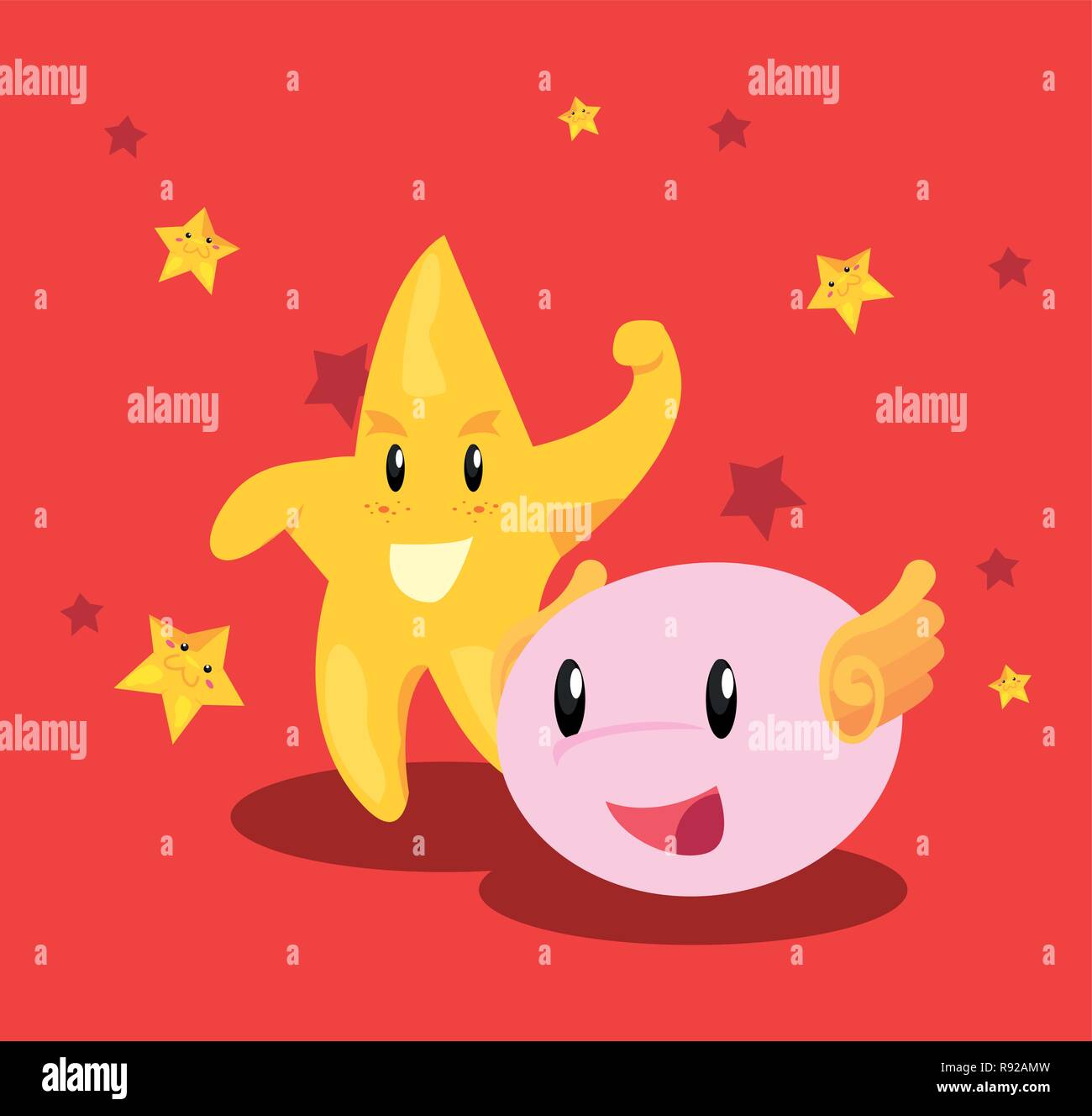 cute star doll wings video game background vector illustration Stock ...