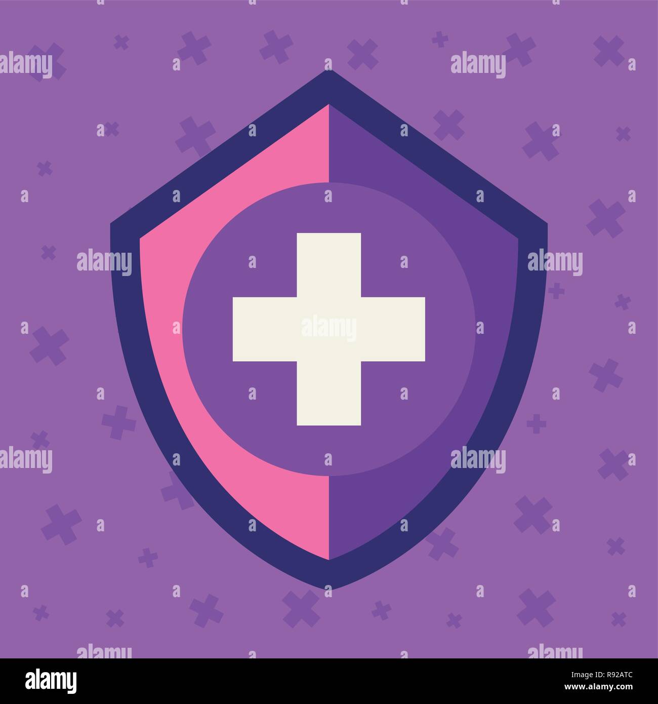 vaccination shield red cross symbols vector illustration Stock Vector ...