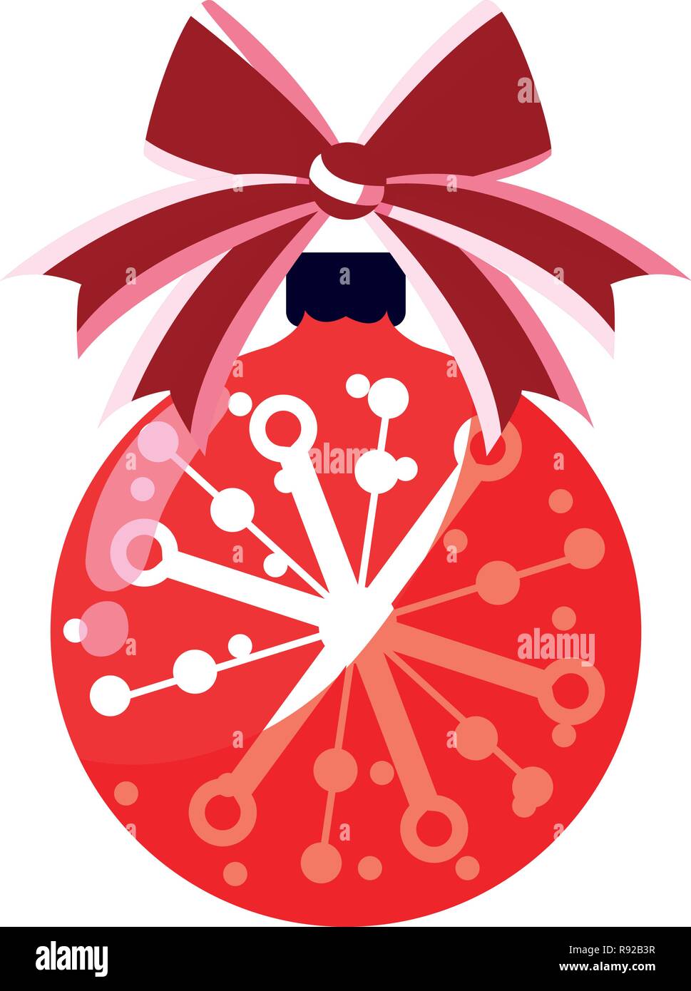 Christmas ball with decorative bow over white background, vector ...