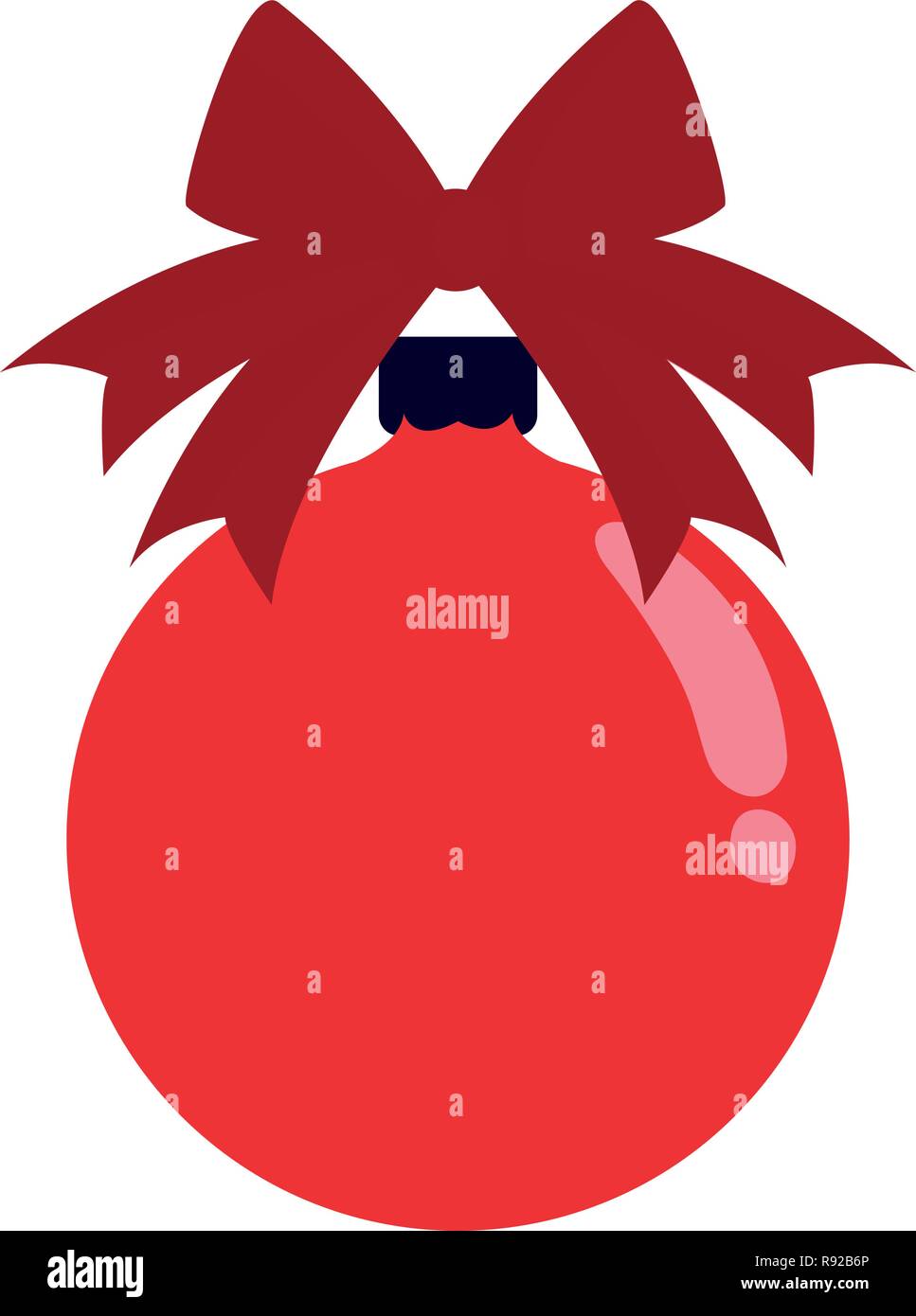 Christmas ball with decorative bow over white background, vector ...