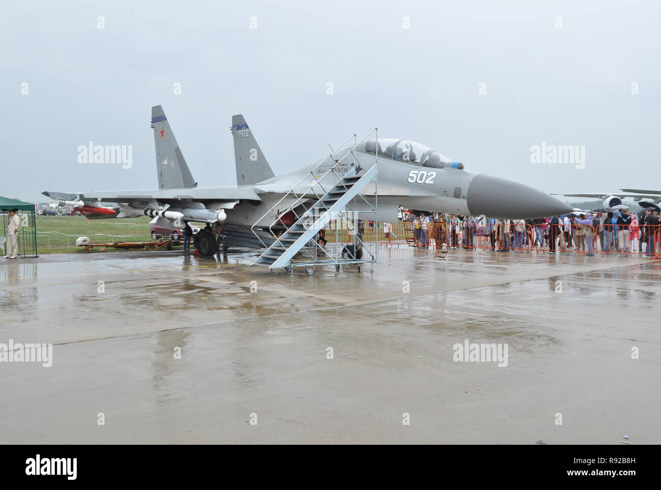 Zhukovsky, Russia. 20 August 2011. Air show MAKS-2011. Sukhoi Su-30MK fighter Stock Photo