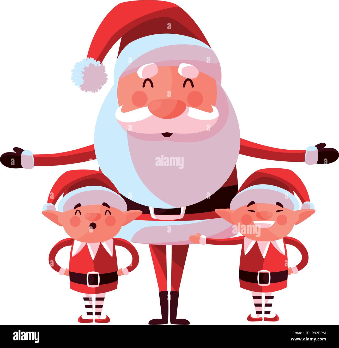 Santa claus and christmas elfs over white background, vector illustration  Stock Vector Image & Art - Alamy