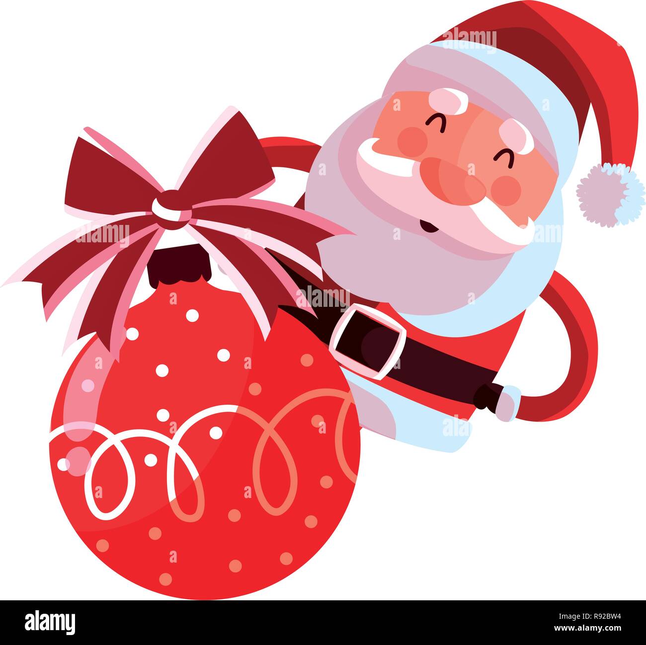 cartoon santa claus with christmas ball over white background, vector ...