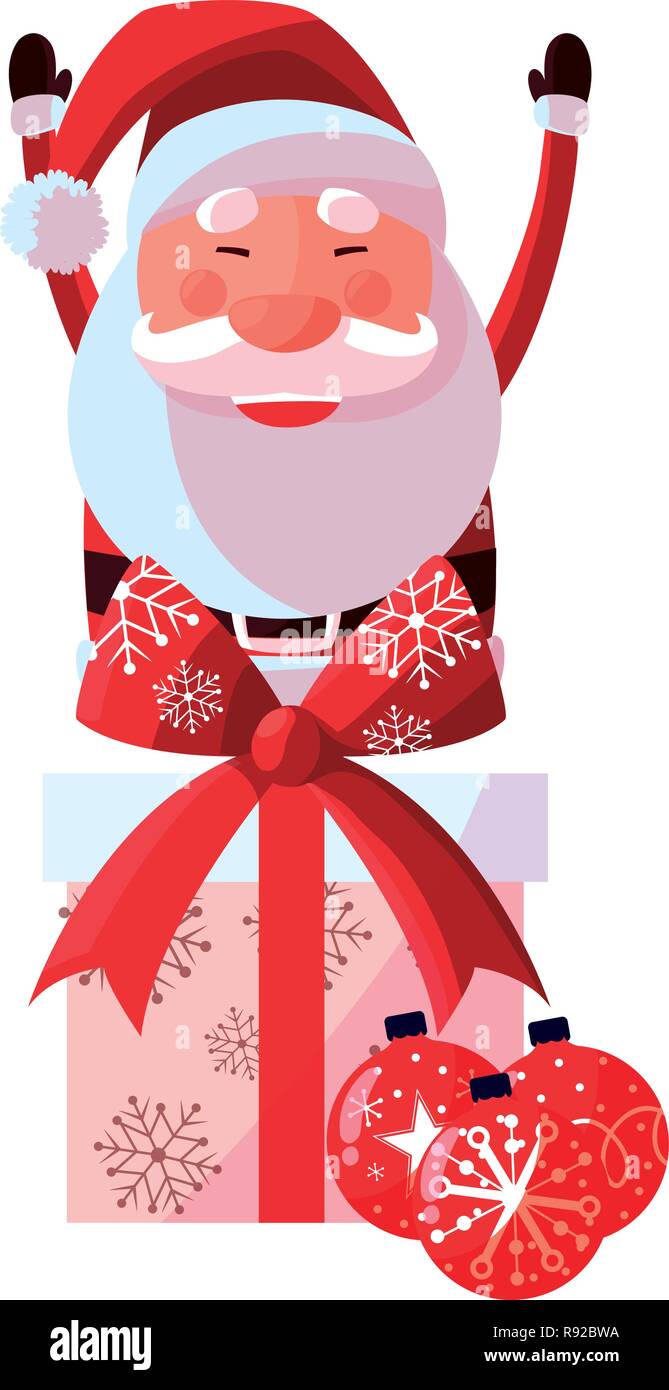 Santa claus in a gift box over white background, vector illustration ...