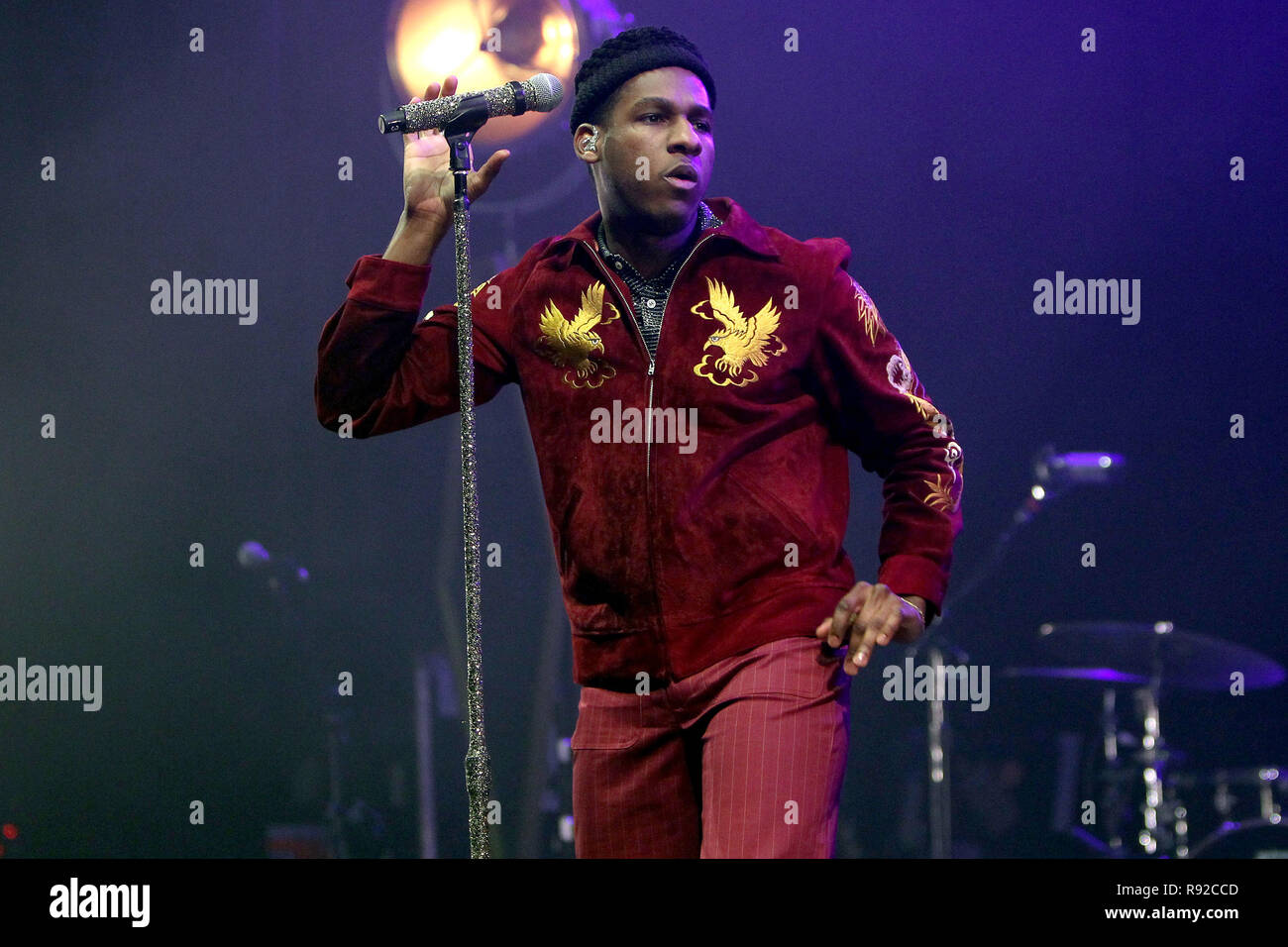 American singer/songwriter Leon Bridges performing during the 1st of 2 sold out nights at the O2 Academy Brixton in London on Saturday 17th November 2018 (Photos by Ian Bines/WENN)  Featuring: leon bridges Where: London, United Kingdom When: 17 Nov 2018 Credit: WENN.com Stock Photo