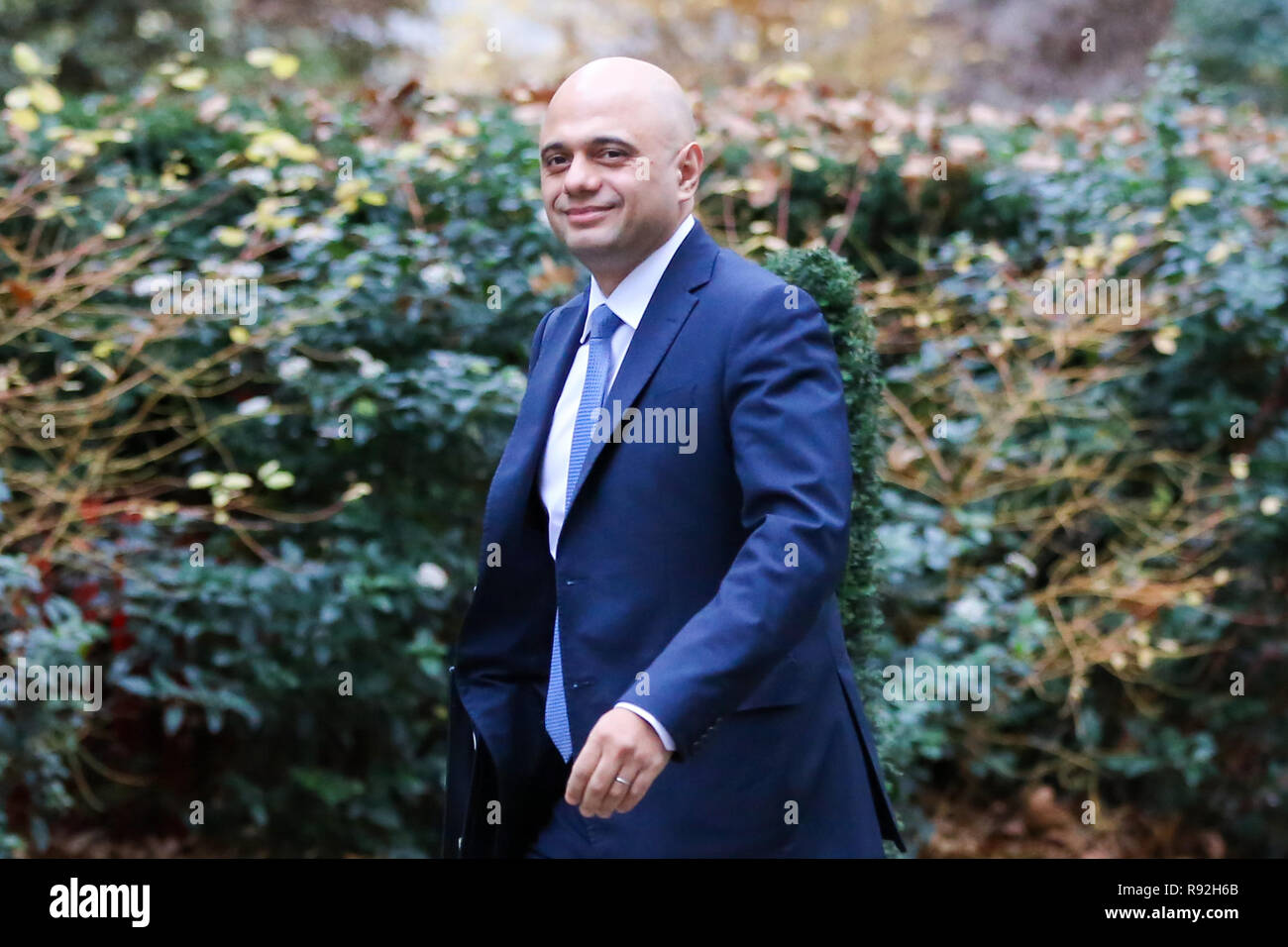 London, UK. 18th Dec, 2018. Sajid Javid, Home Secretary is seen on his arrival at the Downing Street to attend the weekly Cabinet Meeting. The Cabinet will discuss the preparations for a ''No Deal'' Brexit. Credit: Dinendra Haria/SOPA Images/ZUMA Wire/Alamy Live News Stock Photo