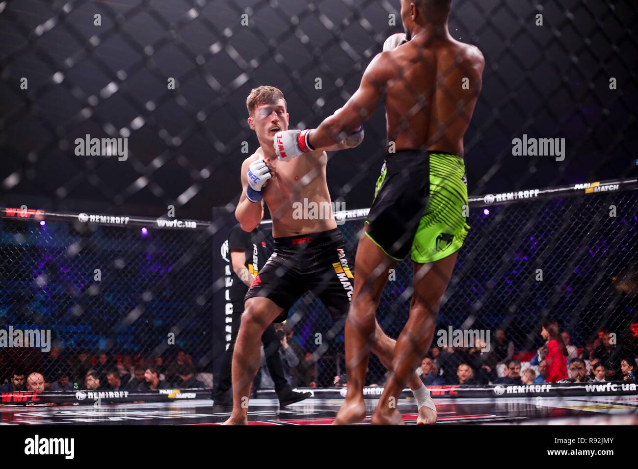 Charriere Morgan from France fight against Kovacevic Marko from Switzerland  during the WWFC 13 (World Warriors Fighting Championship 13) in Kiev. Both  of them achieved same points Stock Photo - Alamy