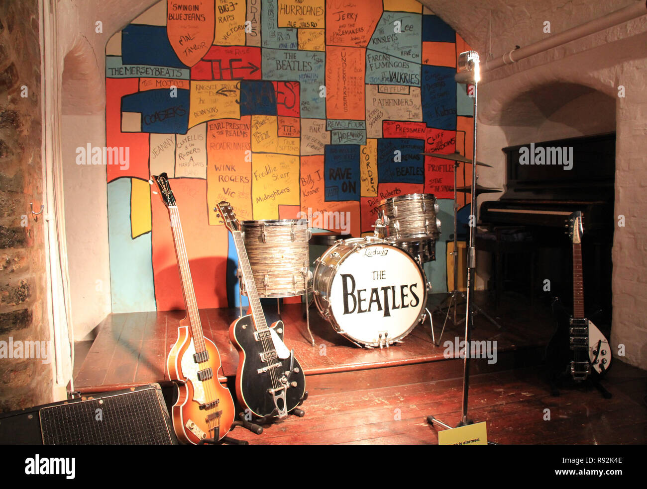 Liverpool, UK. 30th Nov, 2018. Reproduction of the small stage in the Cavern Club, where the Beatles played in the early 1960s. The replica can be seen in the exhibition 'The Beatles Story' in Liverpool. Liverpool also celebrates its famous sons in 2019. (to dpa 'Liverpool in the Beatles intoxication - Anniversary celebrations also 2019' from 19.12.2018) Credit: Silvia Kusidlo/dpa/Alamy Live News Stock Photo