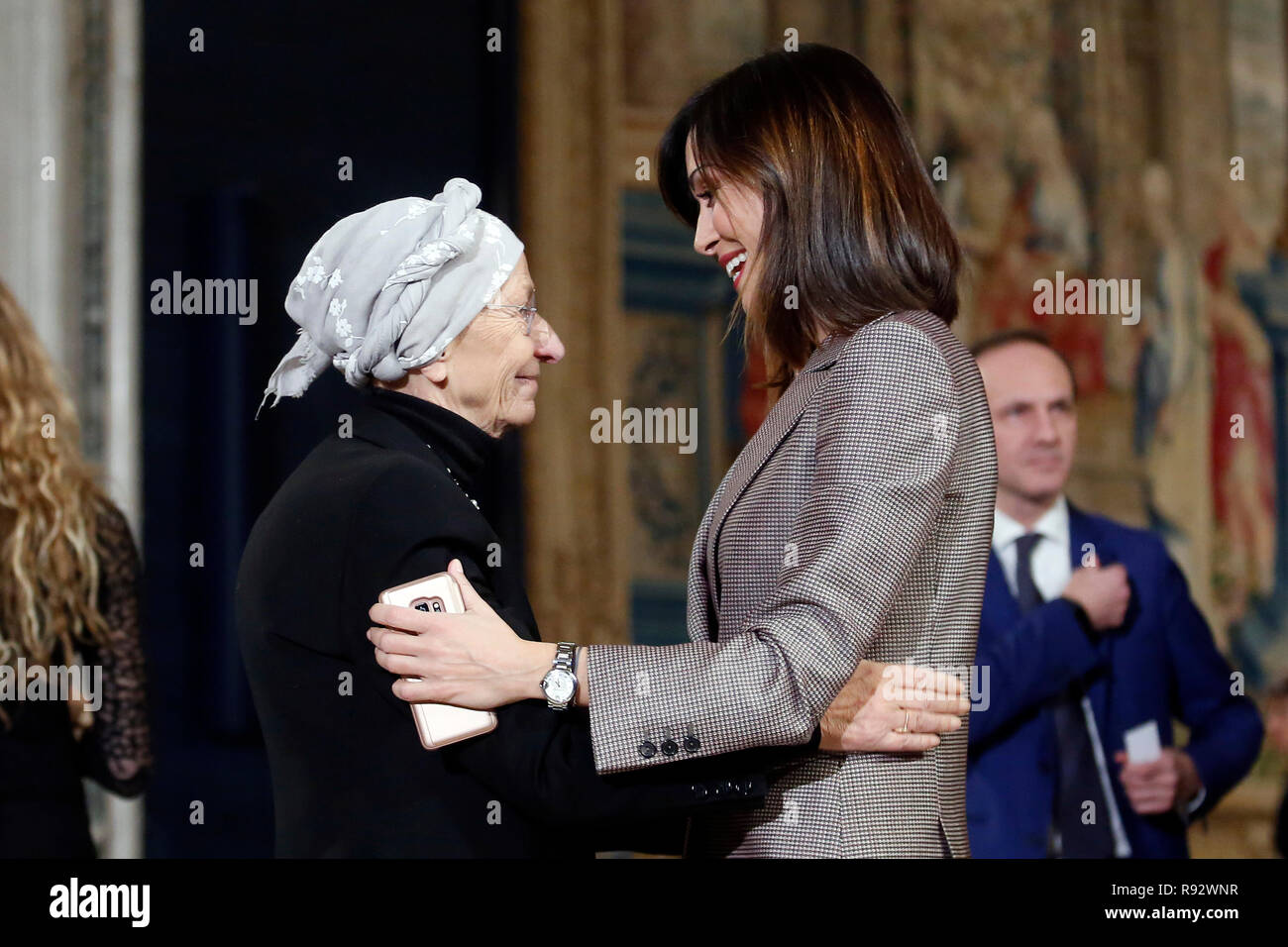 Roma, Italia. 19th Dec, 2018. Emma Bonino and Mara Carfagna Rome December 19th 2018. Quirinale. Traditional exchange of Christmas wishes between the President of the Republic and the institutions. Foto Samantha Zucchi Insidefoto Credit: insidefoto srl/Alamy Live News Stock Photo