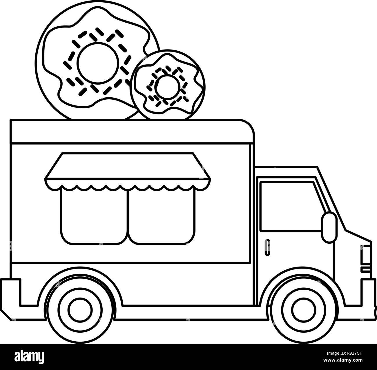 Food truck restaurant in black and white Stock Vector Image & Art - Alamy