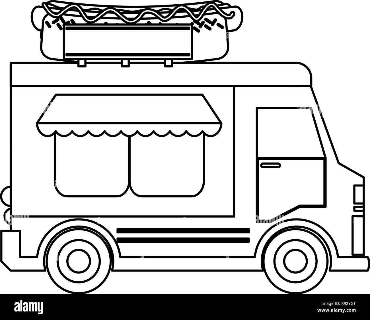 Food truck restaurant in black and white Stock Vector Image & Art - Alamy