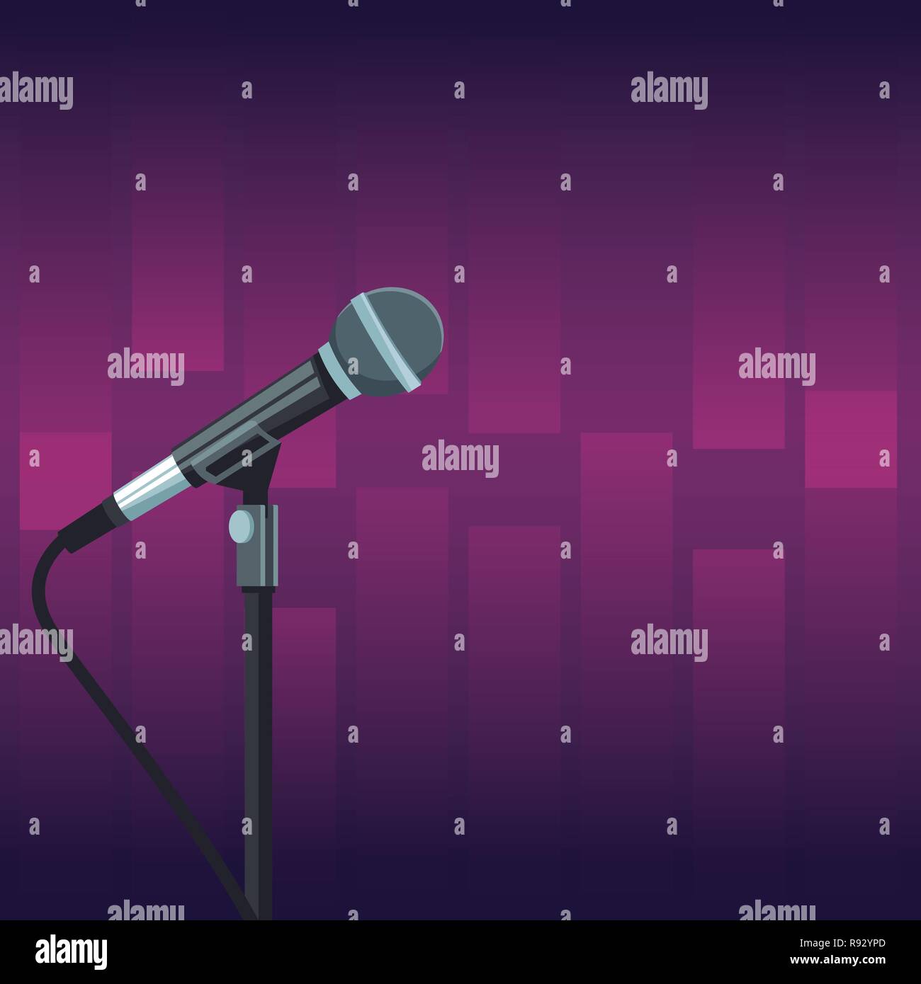 Stage microphone over purple background Stock Vector Image & Art - Alamy